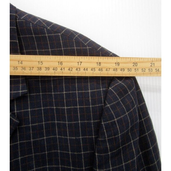 VINTAGE J Crew Sport Coat 42 Linen Blazer Jacket Plaid 90s USA Preppy * - Picture 8 of 13